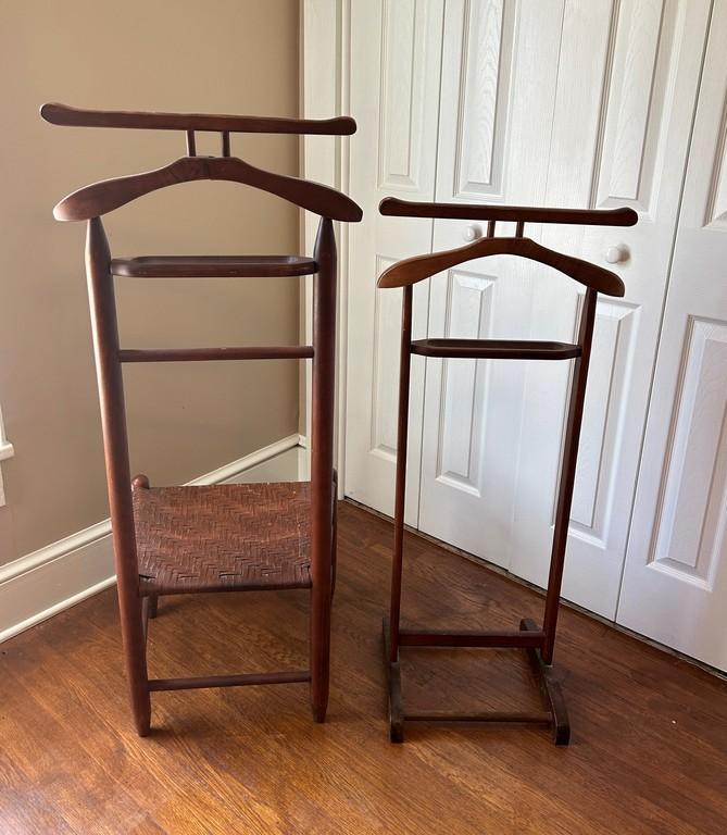 Vintage Valet Chair with Woven Seat & Suit Valet