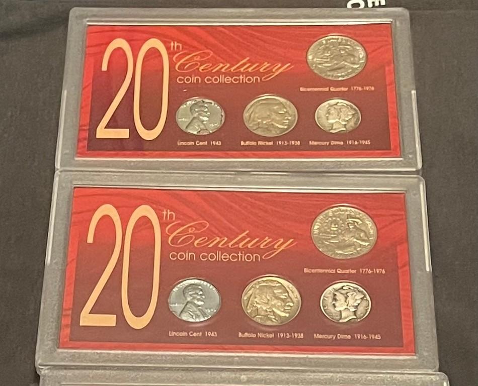 3 20th Century Coin Collection Sets In Plastic Holder