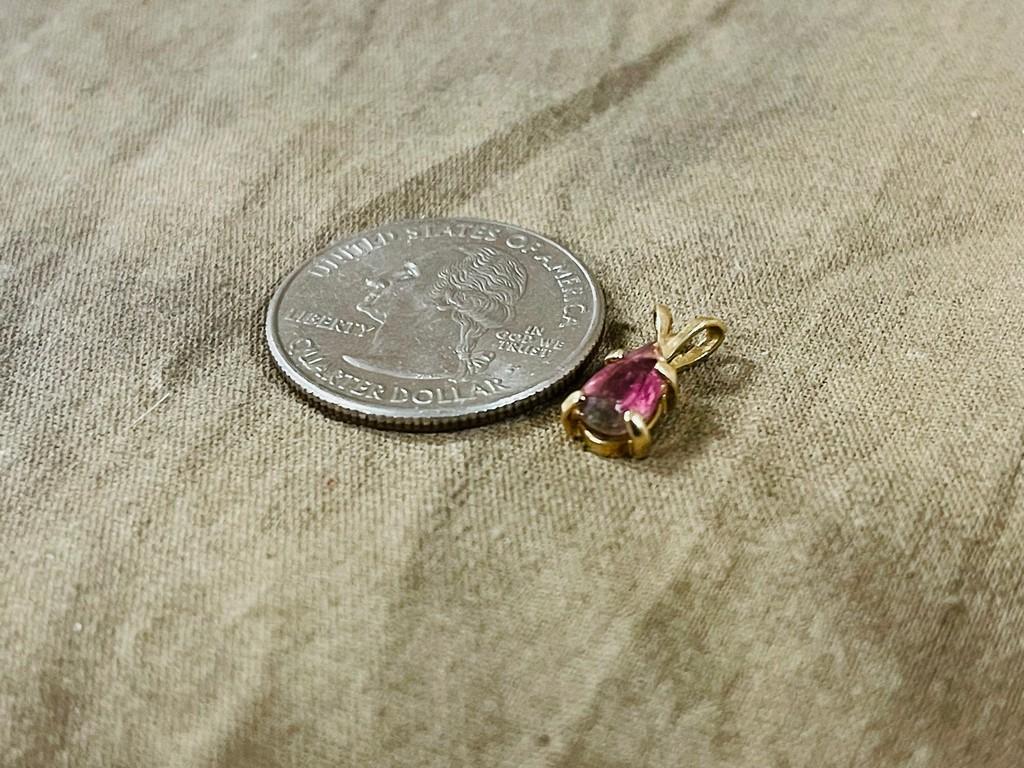 14 K Watermelon Tourmaline Pendent