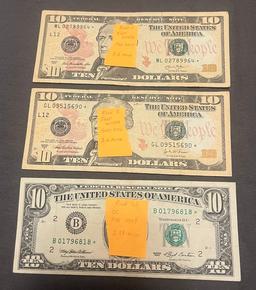 Lot of 3 $10 Star Notes