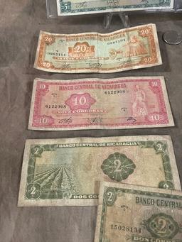 Lot Of 9 Nicaragua Bank Notes