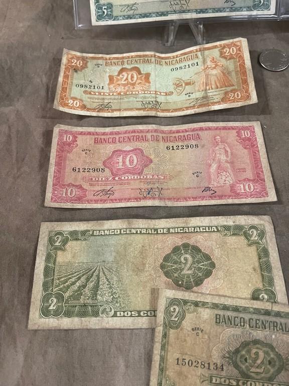 Lot Of 9 Nicaragua Bank Notes