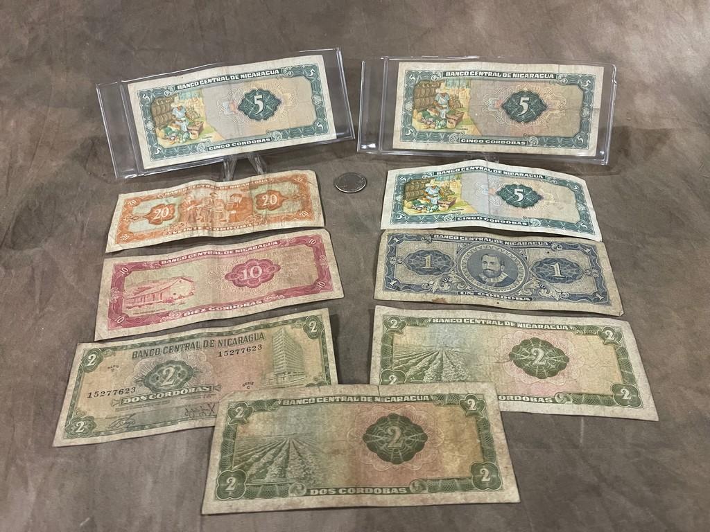 Lot Of 9 Nicaragua Bank Notes