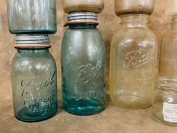 Box Lot Old Canning Jars & Milk Bottles