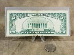 1963 $5 Red Seal US Banknote