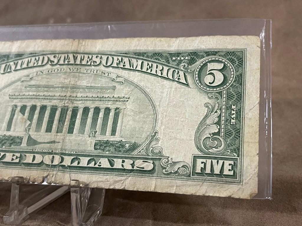 1963 $5 Red Seal US Banknote