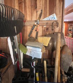 Long Handle Tools with Plastic Storage Rack