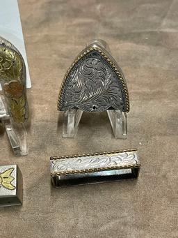 Sterling Silver Belt Buckle and Sterling Boot Tip