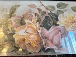 Reproduction Victorian Style Rose Yard Long Print In Wood Frame