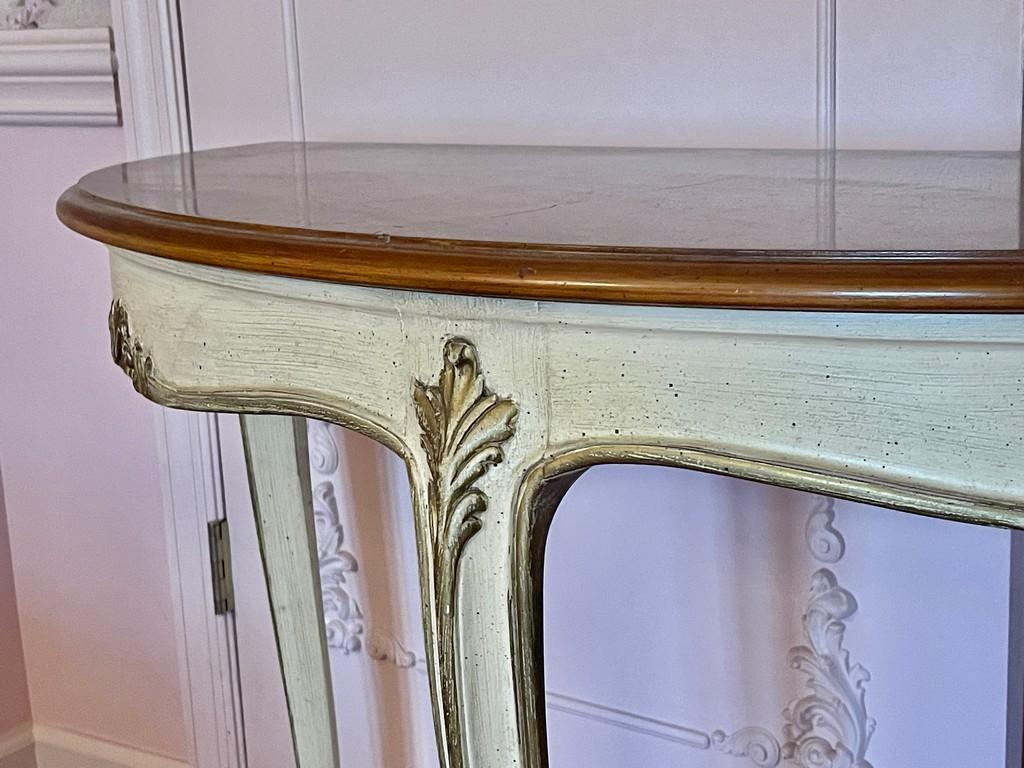 French Provincial Demilune Hall Table