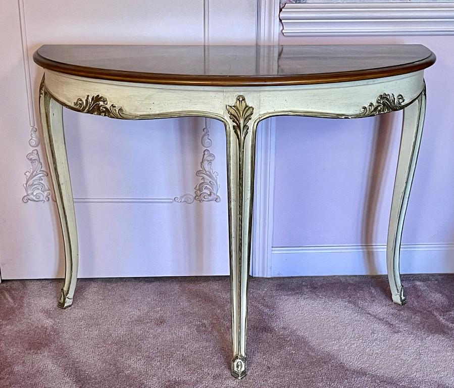 French Provincial Demilune Hall Table