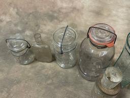 Lot of Old Glass Jars and Bottles