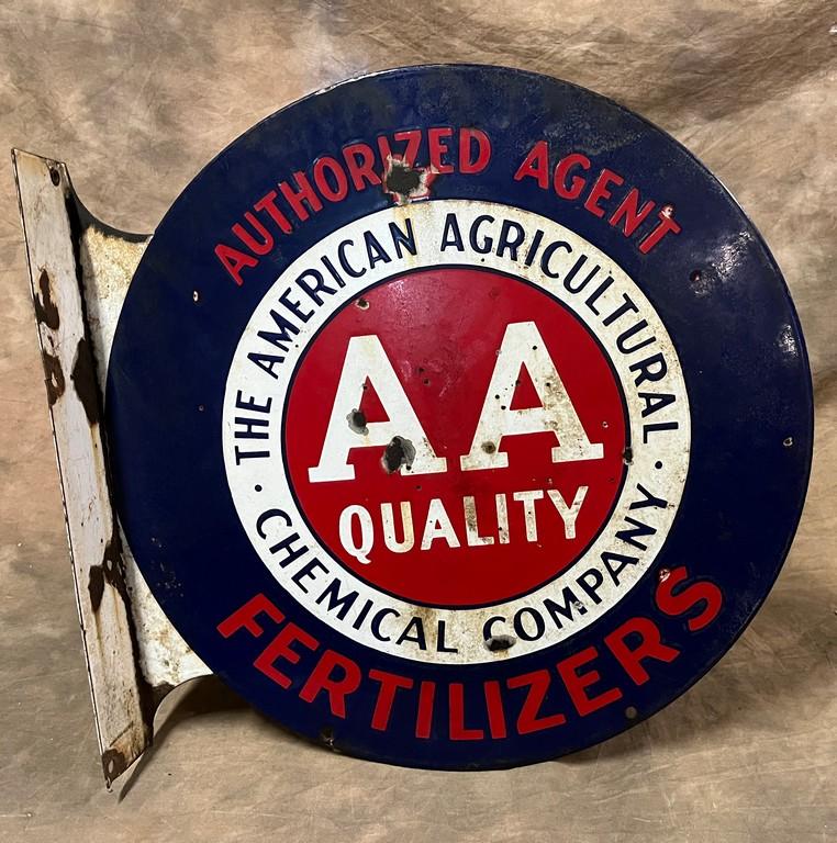1930's Shank Sign Porcelain The American Agricultural Chemical Company Fertilizer Flange Sign