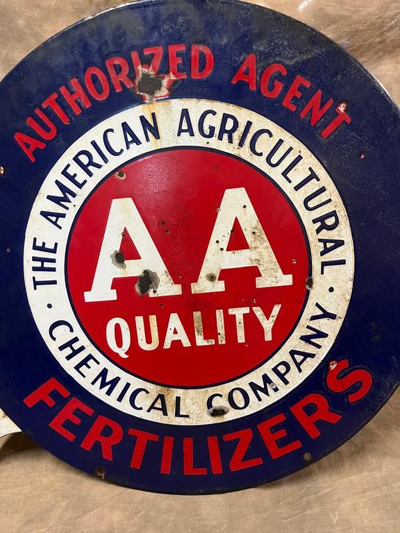 1930's Shank Sign Porcelain The American Agricultural Chemical Company Fertilizer Flange Sign