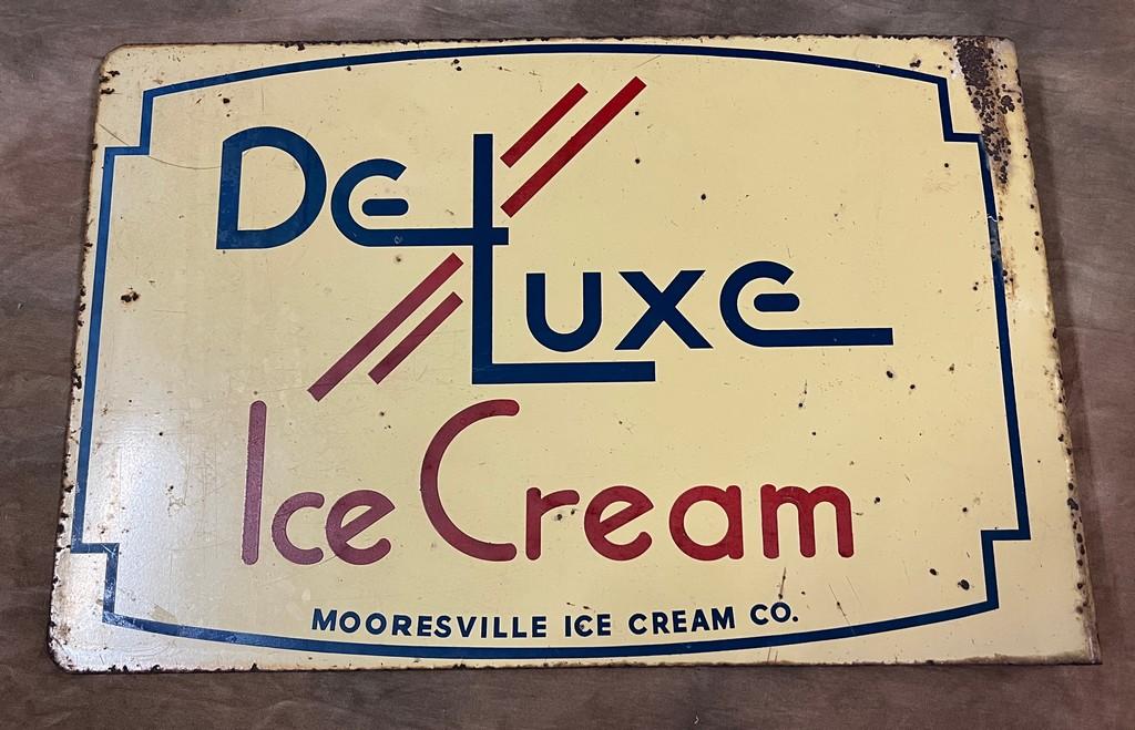 Rare Deluxe Ice Cream Painted Heavy Metal Flange Sign