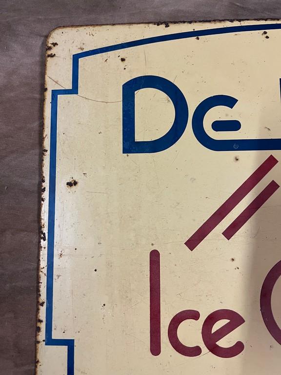 Rare Deluxe Ice Cream Painted Heavy Metal Flange Sign