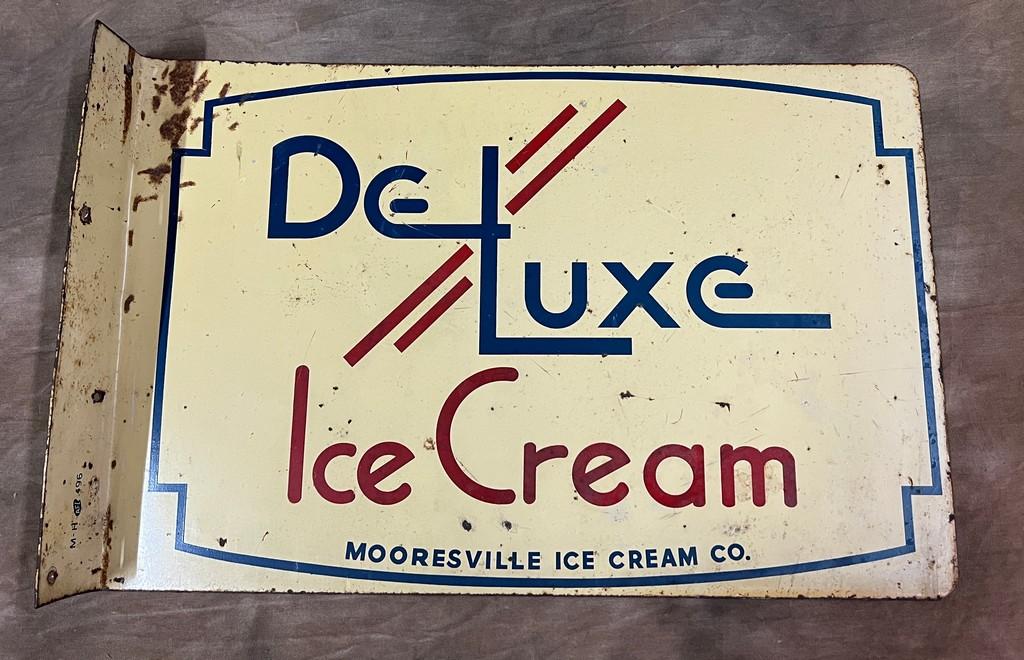 Rare Deluxe Ice Cream Painted Heavy Metal Flange Sign