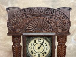 Nice Antique Pressed Oak Kitchen Clock Made By Ingraham Clock Company