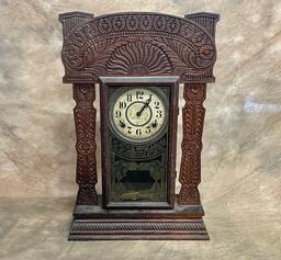 Nice Antique Pressed Oak Kitchen Clock Made By Ingraham Clock Company