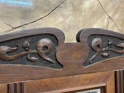 Walnut Victorian Hanging Wall Shelf With Mirror