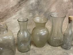 Vases, Refrigerator Juice Bottle & Antique Brewery Beer Bottle