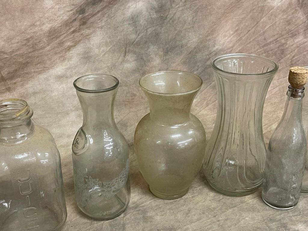 Vases, Refrigerator Juice Bottle & Antique Brewery Beer Bottle