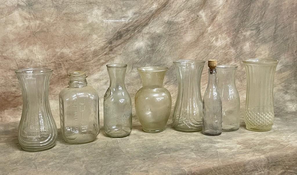 Vases, Refrigerator Juice Bottle & Antique Brewery Beer Bottle