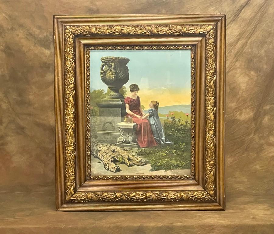 Antique Framed Print of "Mama's Birthday"