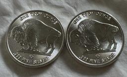 (2) .999 1oz Silver  Buffalo