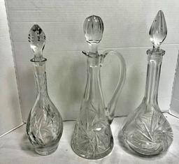 Lot Of 3 Cut Glass Decanters