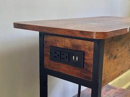 Walnut Side Table With Charging Ports