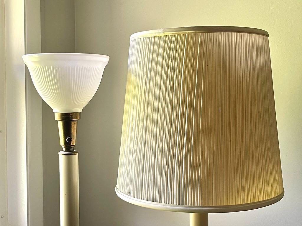 Pair Of Tall Brass Candle Shape Table Lamps