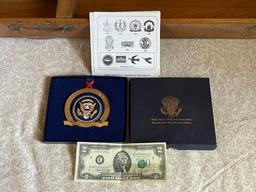 Wooden Gun Box with Cleaning Tools and Ornament Celebrating the Bicentennial of the Presidency