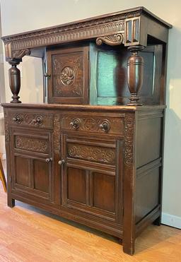 Antique Blundell Brothers Liquor Cabinet/Buffet with Carving