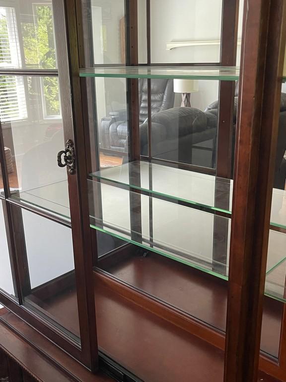 Modern China Cabinet/Hutch with Lights and Glass Shelves