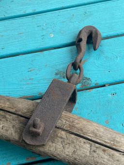 Ox Yoke with Cast Iron Hooks (Two in Lot)