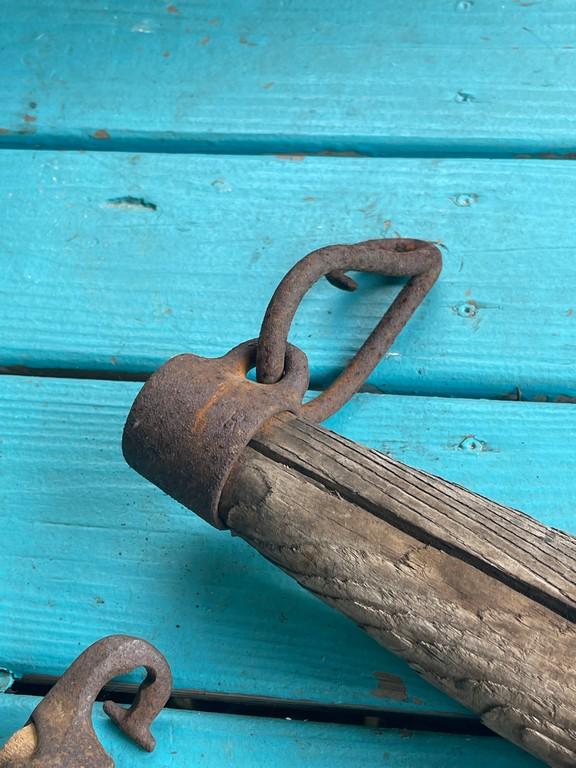 Ox Yoke with Cast Iron Hooks (Two in Lot)