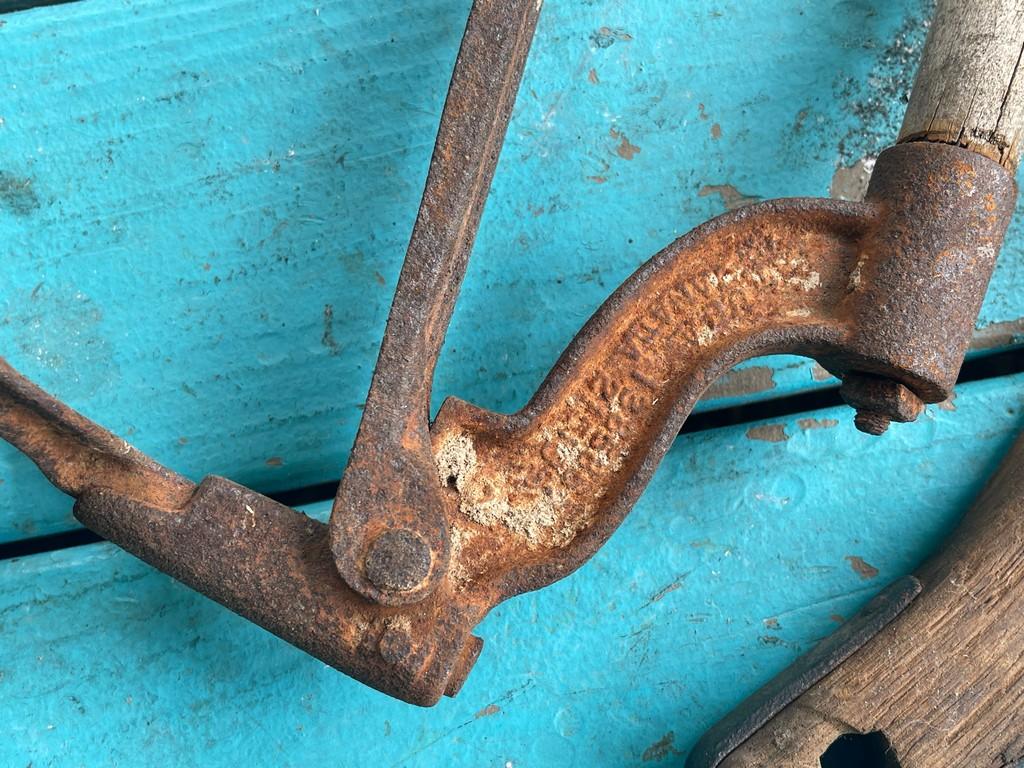 Vintage Wood Horse Harness and Vintage Brick Tongs