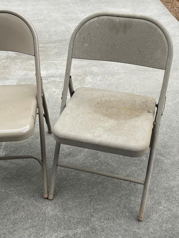 Four Folding Metal Chairs