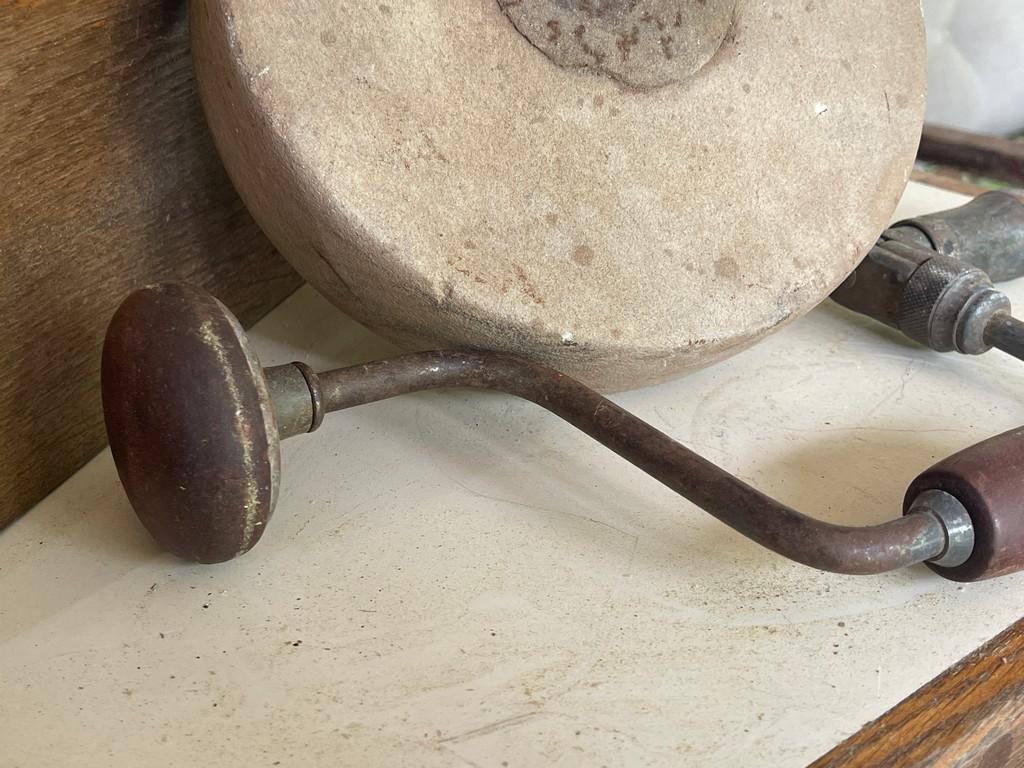 Wooden Hand Drill and Grinding Wheel