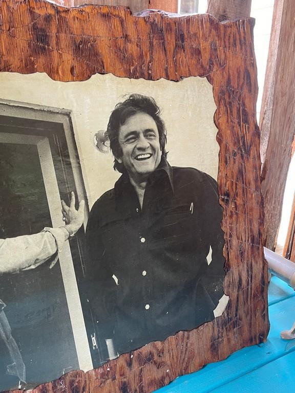 Wooden Mounted Photo of Johnny Cash and Waylon Jennings