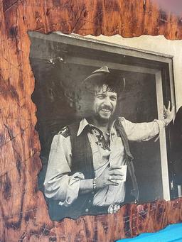 Wooden Mounted Photo of Johnny Cash and Waylon Jennings