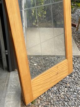 Wooden Door with a Cut Grooves Glass Panel