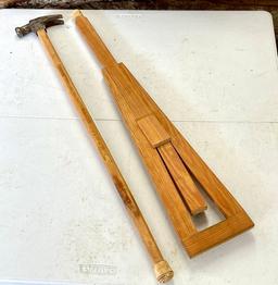 Walking Stick (with Hammer on Top) and Wooden Walking Stick