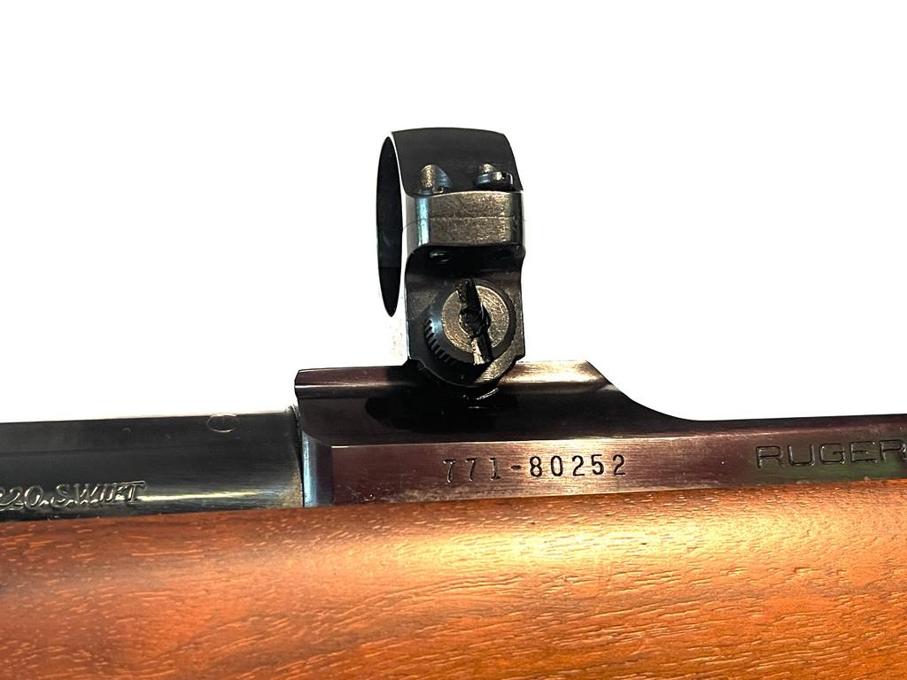 Ruger Model 77 220 Swift Cal. Bolt Action Rifle With Scope Rings