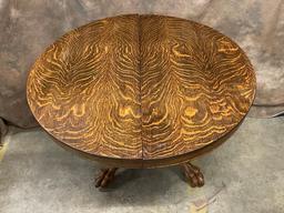 Antique Tiger Oak Round Lion Footed Dinning Table