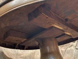 Antique Tiger Oak Round Lion Footed Dinning Table