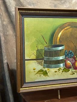 1960s Still Life Oil On Canvas By Johnson In Frame