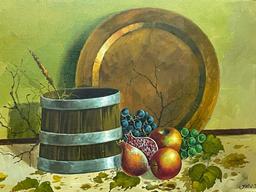 1960s Still Life Oil On Canvas By Johnson In Frame
