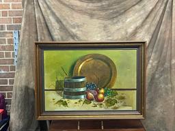 1960s Still Life Oil On Canvas By Johnson In Frame